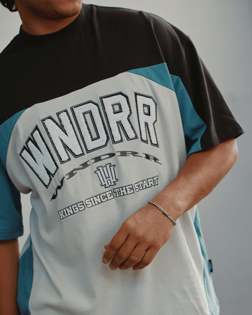 INSTITUTE PANEL CLUB TEE - OYSTER/BLUE