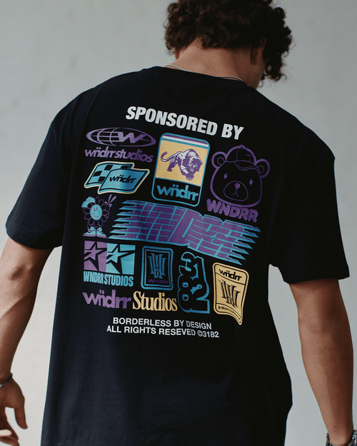 SPONSORED BOX FIT TEE - BLACK