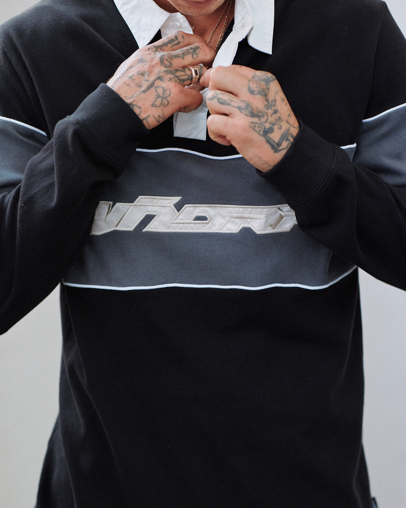 ROTHMAN PANEL RUGBY TOP - BLACK/GREY