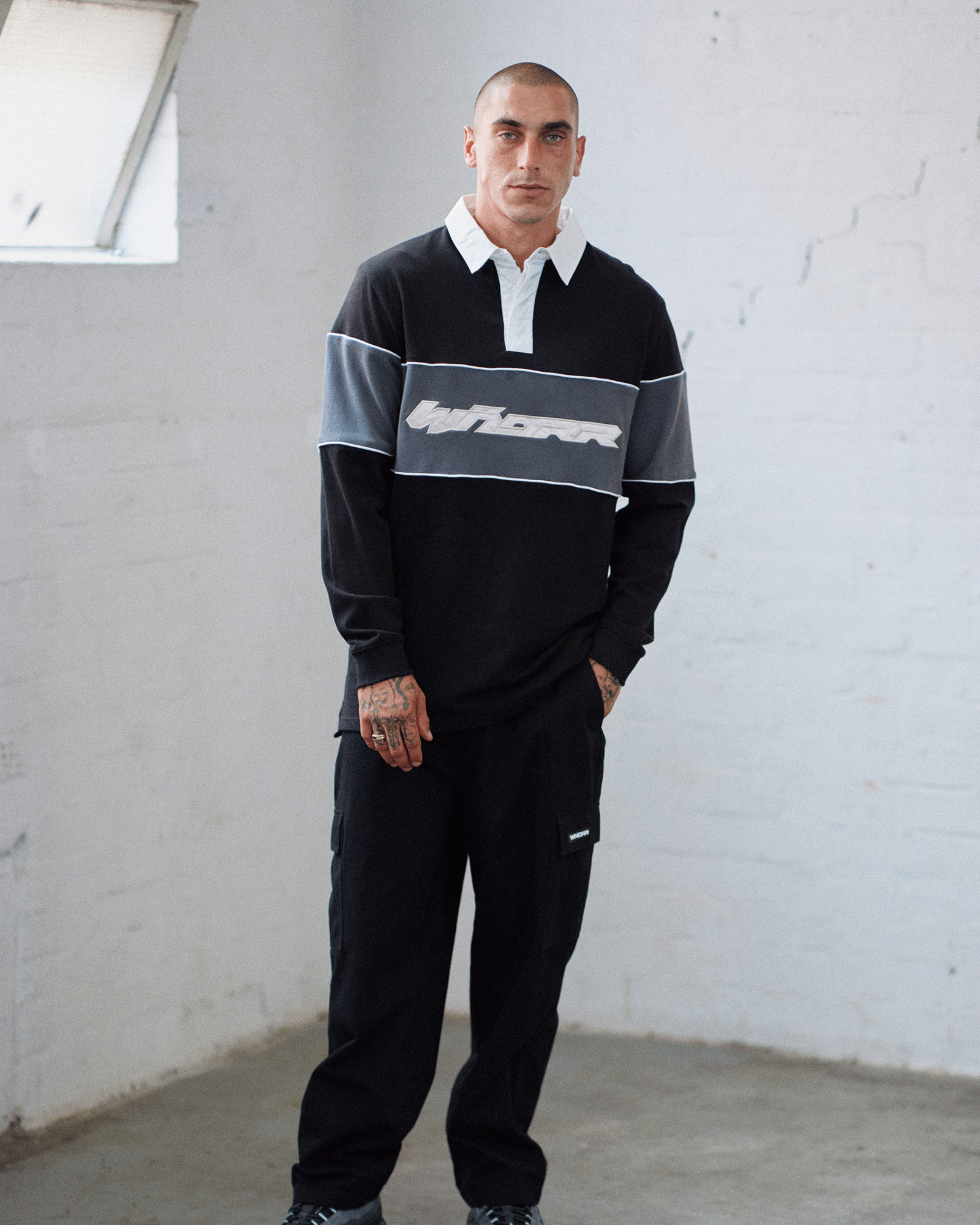 ROTHMAN PANEL RUGBY TOP - BLACK/GREY