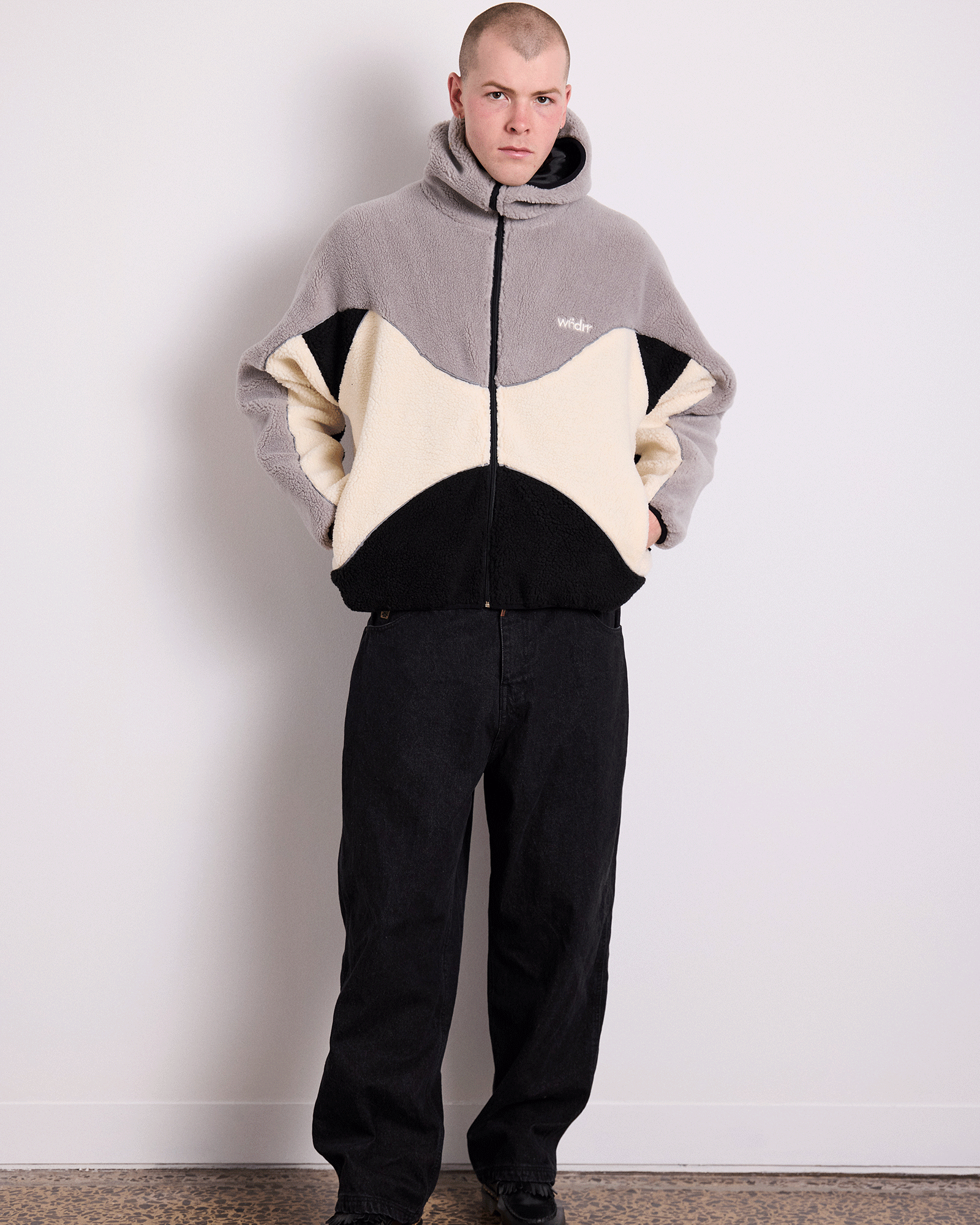 THE WORLD FLEECE JACKET - GREY/BLACK