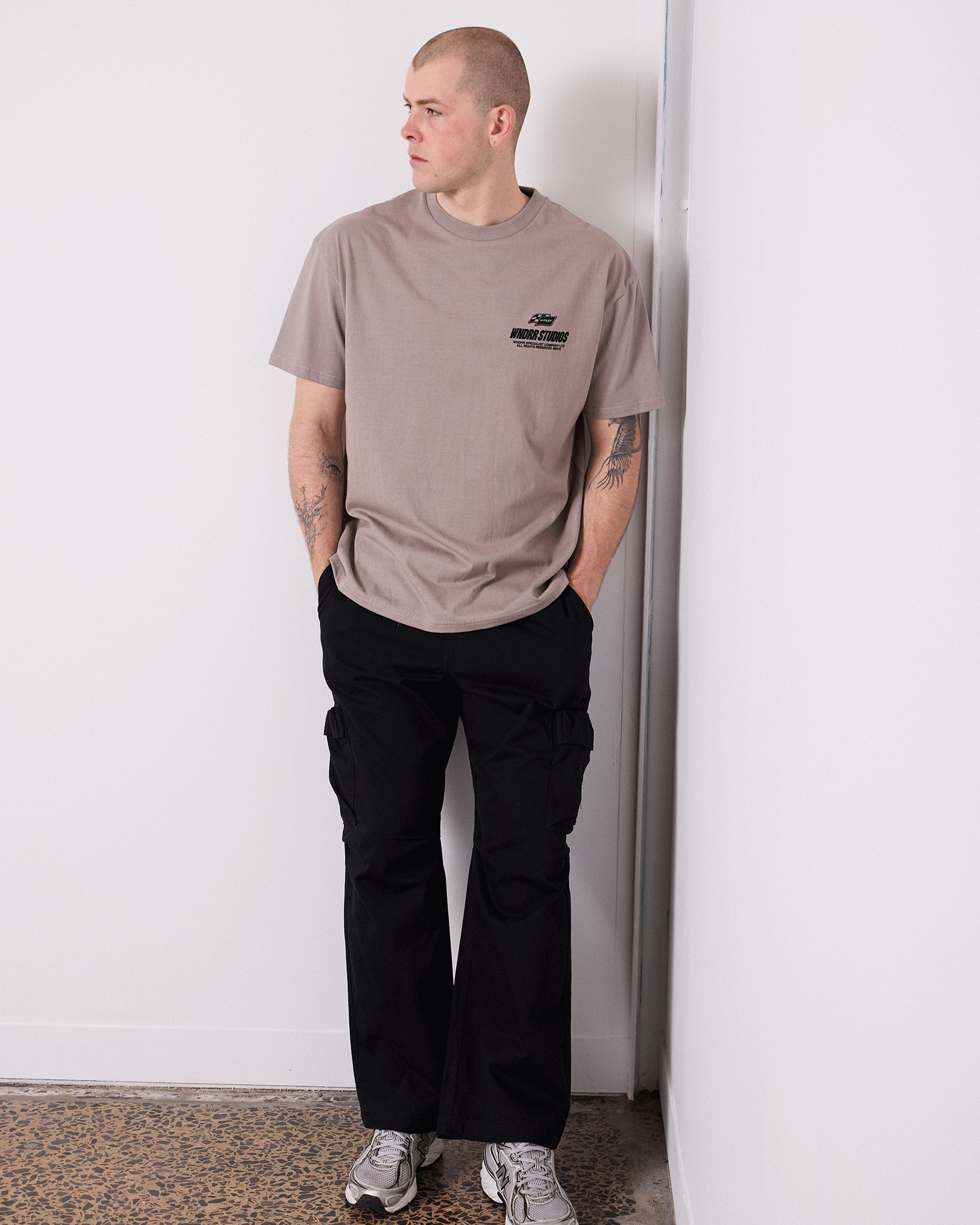 APEX BOX FIT TEE - MOON GREY