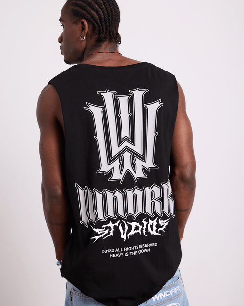 BLEACH MUSCLE TOP - BLACK