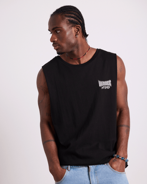 BLEACH MUSCLE TOP - BLACK
