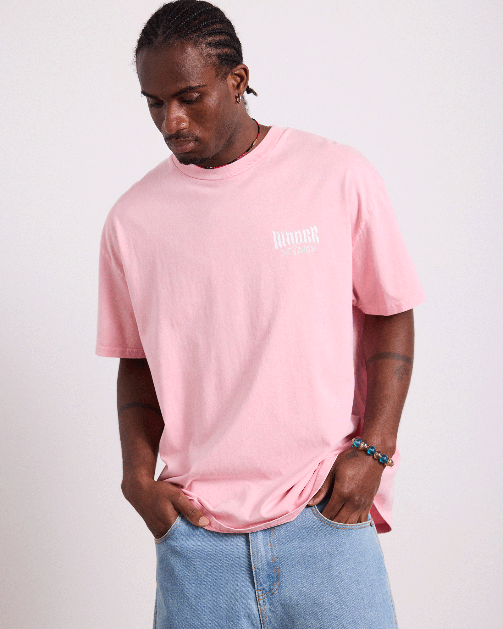 BLEACH BOX FIT TEE - WASHED PINK