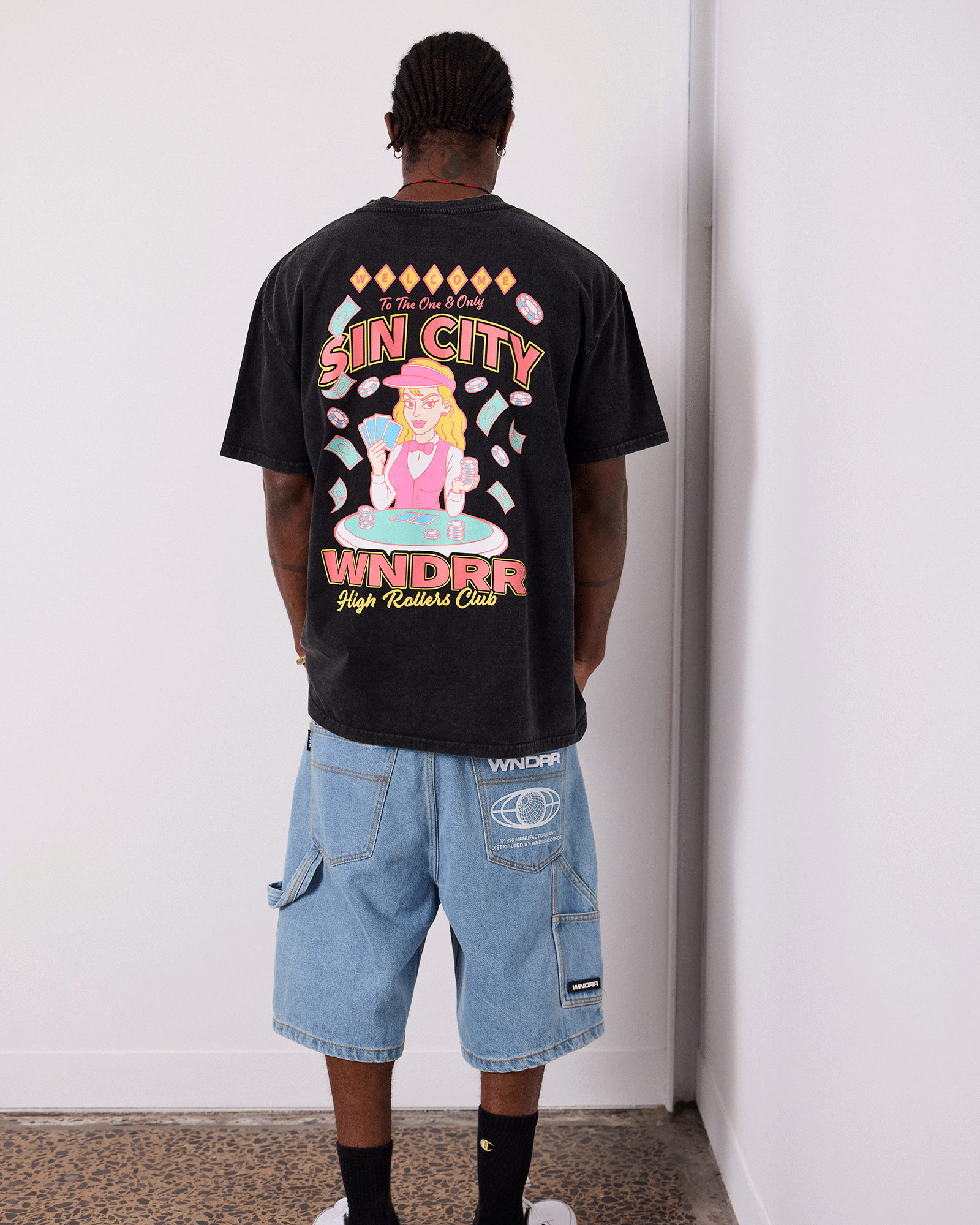 SIN CITY BOX FIT TEE - WASHED BLACK