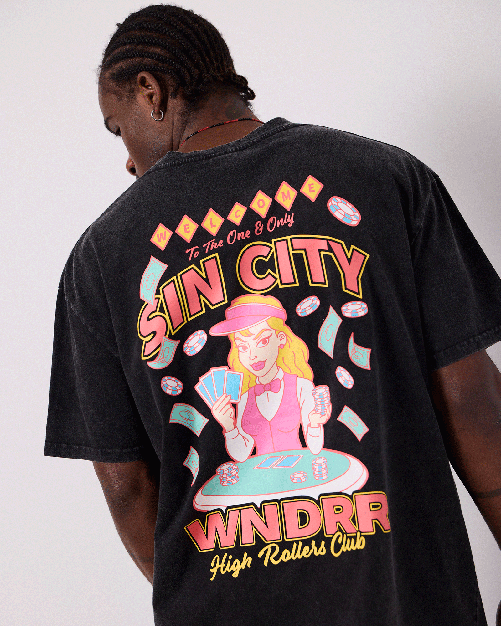 SIN CITY BOX FIT TEE - WASHED BLACK
