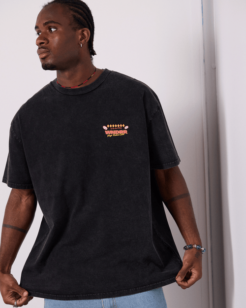 SIN CITY BOX FIT TEE - WASHED BLACK