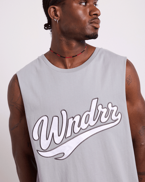 BRUSHBACK MUSCLE TOP - CEMENT GREY