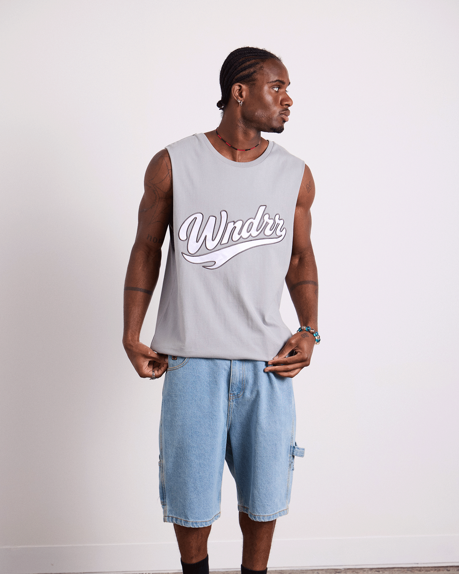 BRUSHBACK MUSCLE TOP - CEMENT GREY