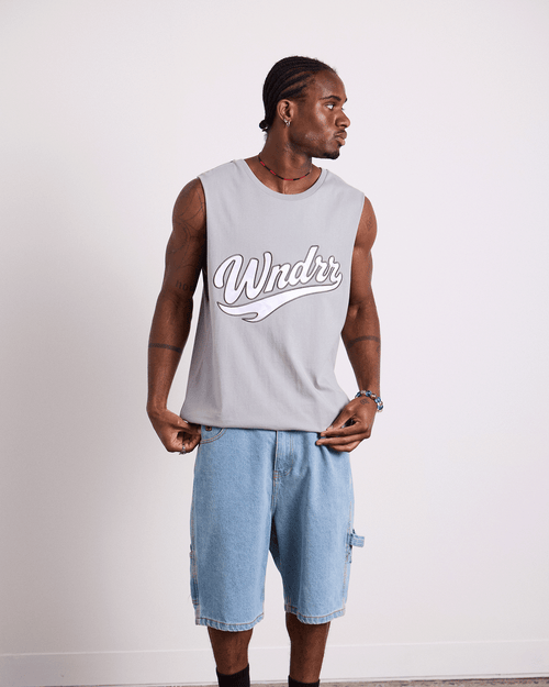 BRUSHBACK MUSCLE TOP - CEMENT GREY