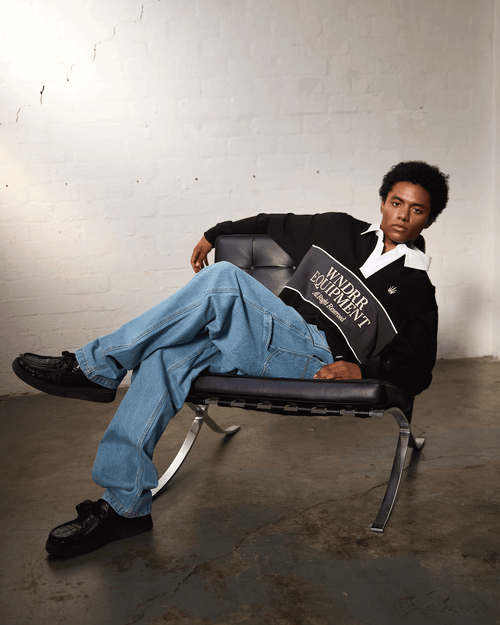 REGAL PANEL RUGBY POLO - BLACK