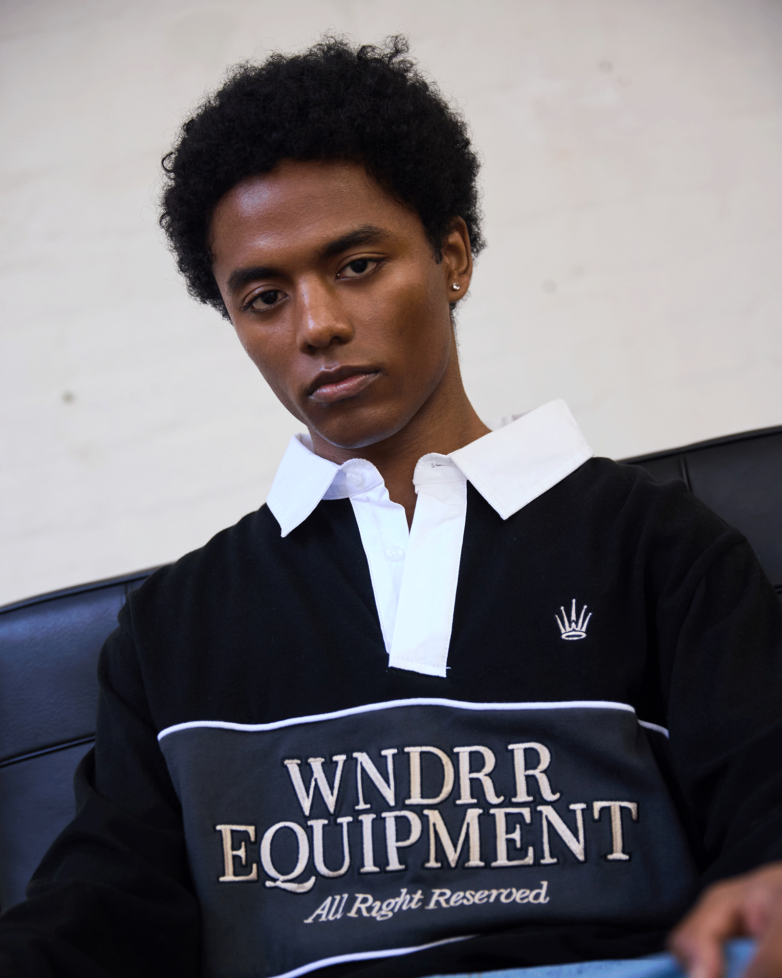 REGAL PANEL RUGBY POLO - BLACK