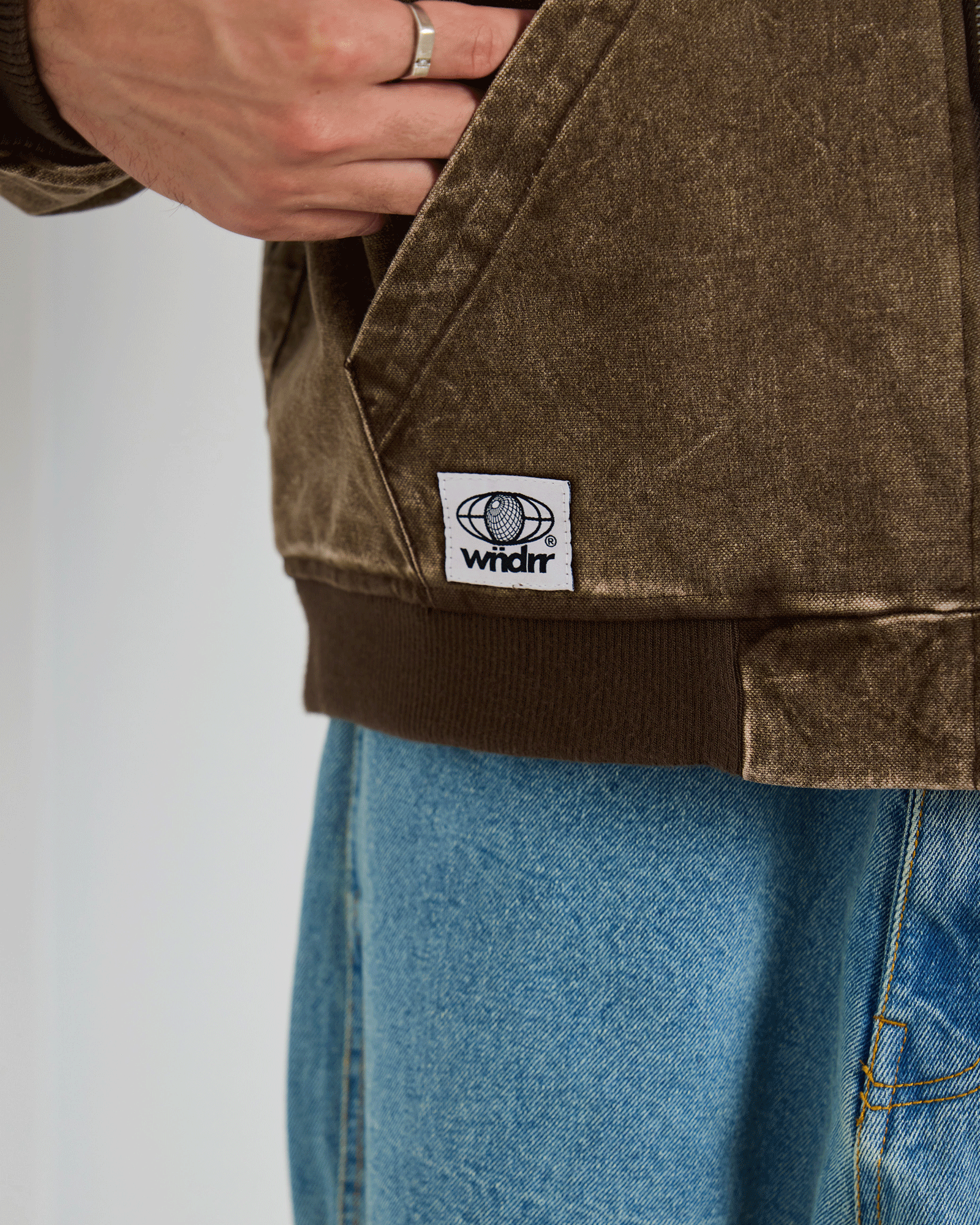 STXLLER HOODED WORK JACKET - BROWN DENIM