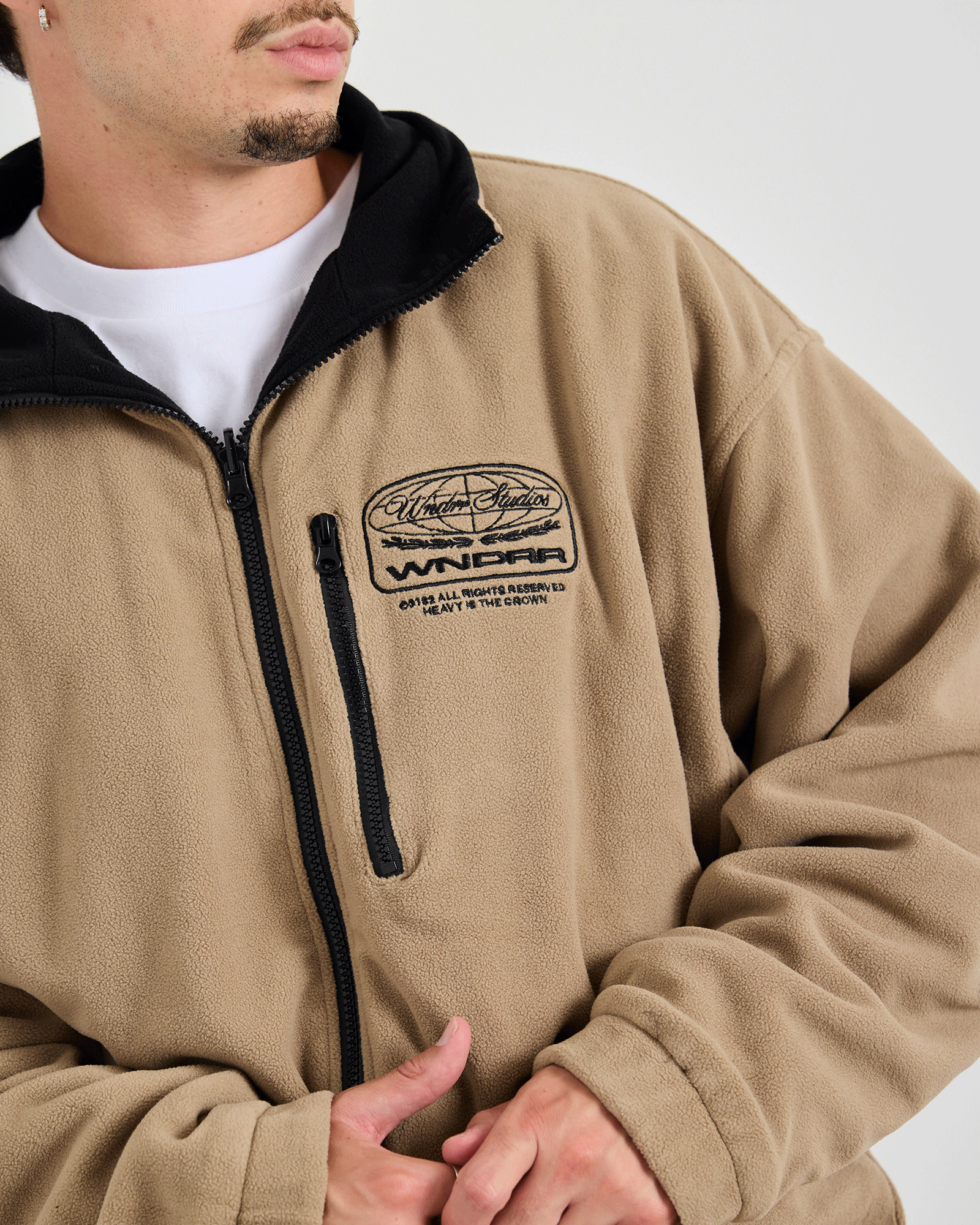 LE MONDE REVERSIBLE FLEECE JACKET - BLACK/MOON GREY