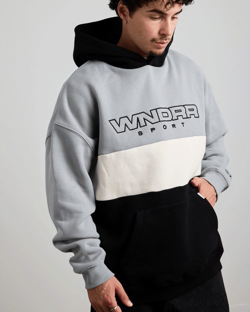 STARTER PANEL HOOD SWEAT - GREY/BLACK