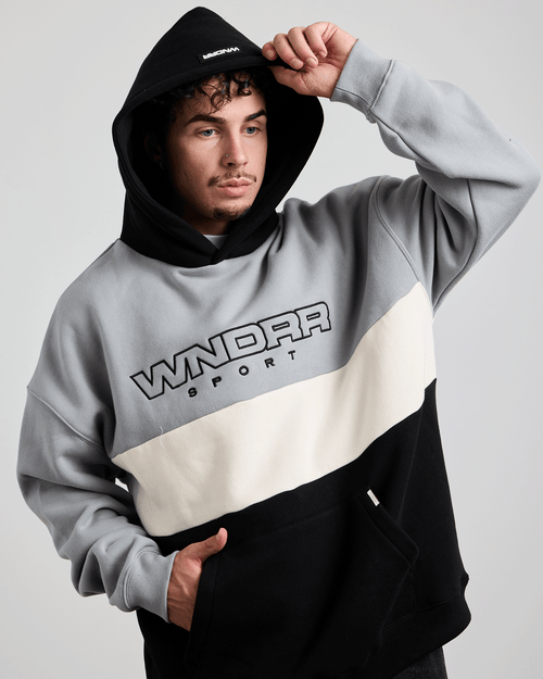 STARTER PANEL HOOD SWEAT - GREY/BLACK