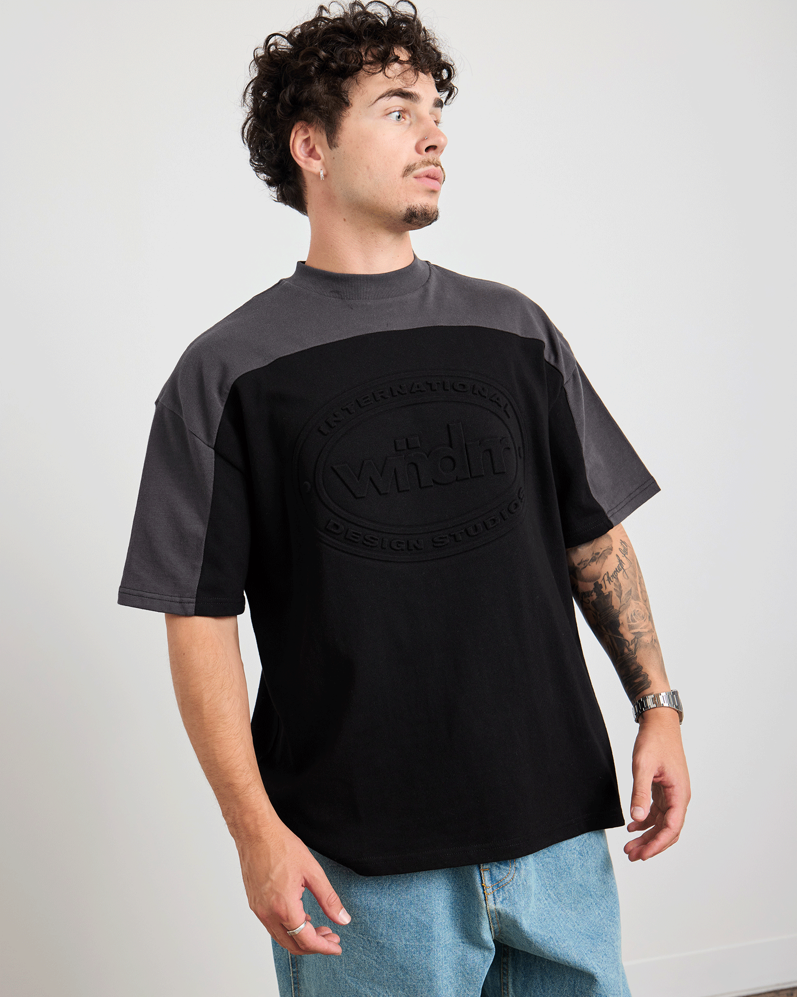 CREDIT PANEL HEAVY WEIGHT TEE - BLACK
