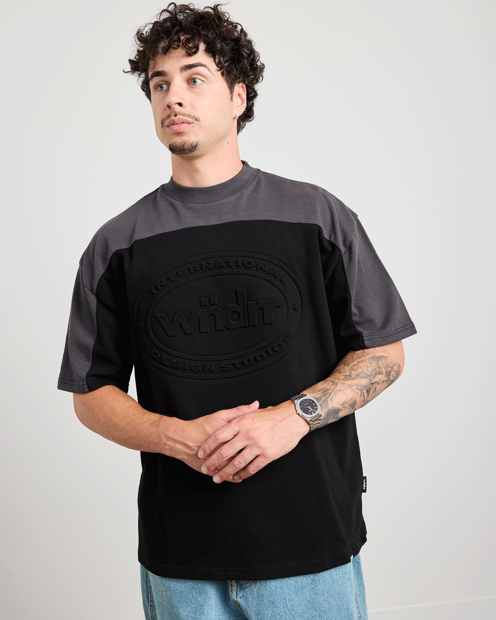 CREDIT PANEL HEAVY WEIGHT TEE - BLACK
