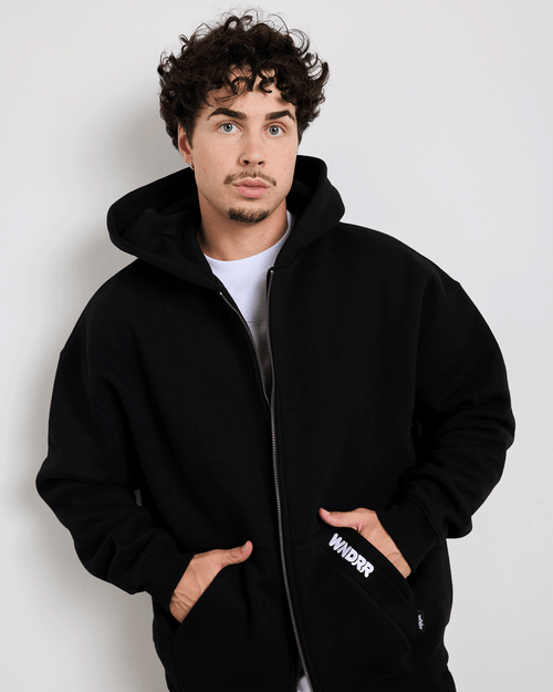 HALO ZIP HOOD SWEAT - BLACK