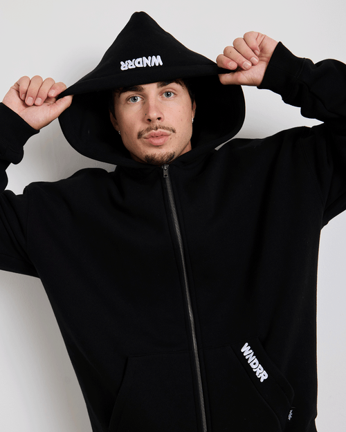 HALO ZIP HOOD SWEAT - BLACK