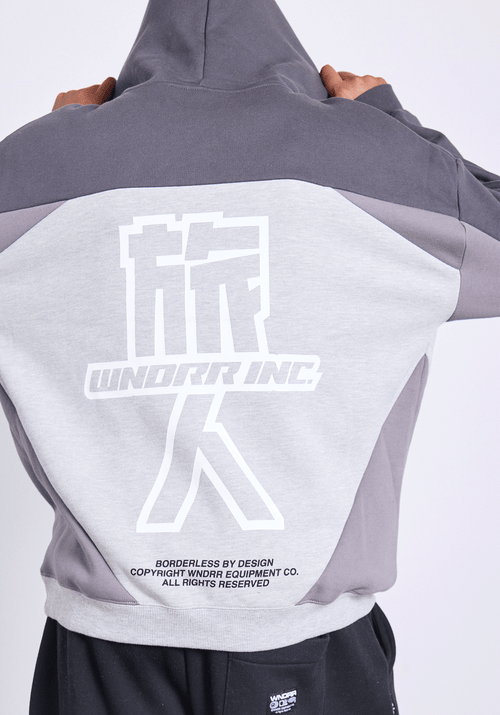 SHOJI PANEL HOOD SWEAT - GREY MARLE