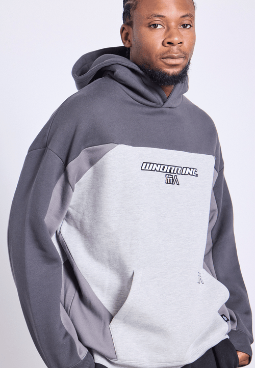 SHOJI PANEL HOOD SWEAT - GREY MARLE