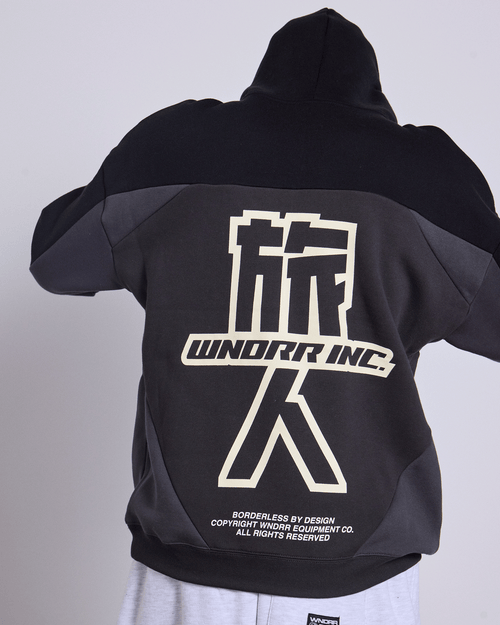SHOJI PANEL HOOD SWEAT - BLACK