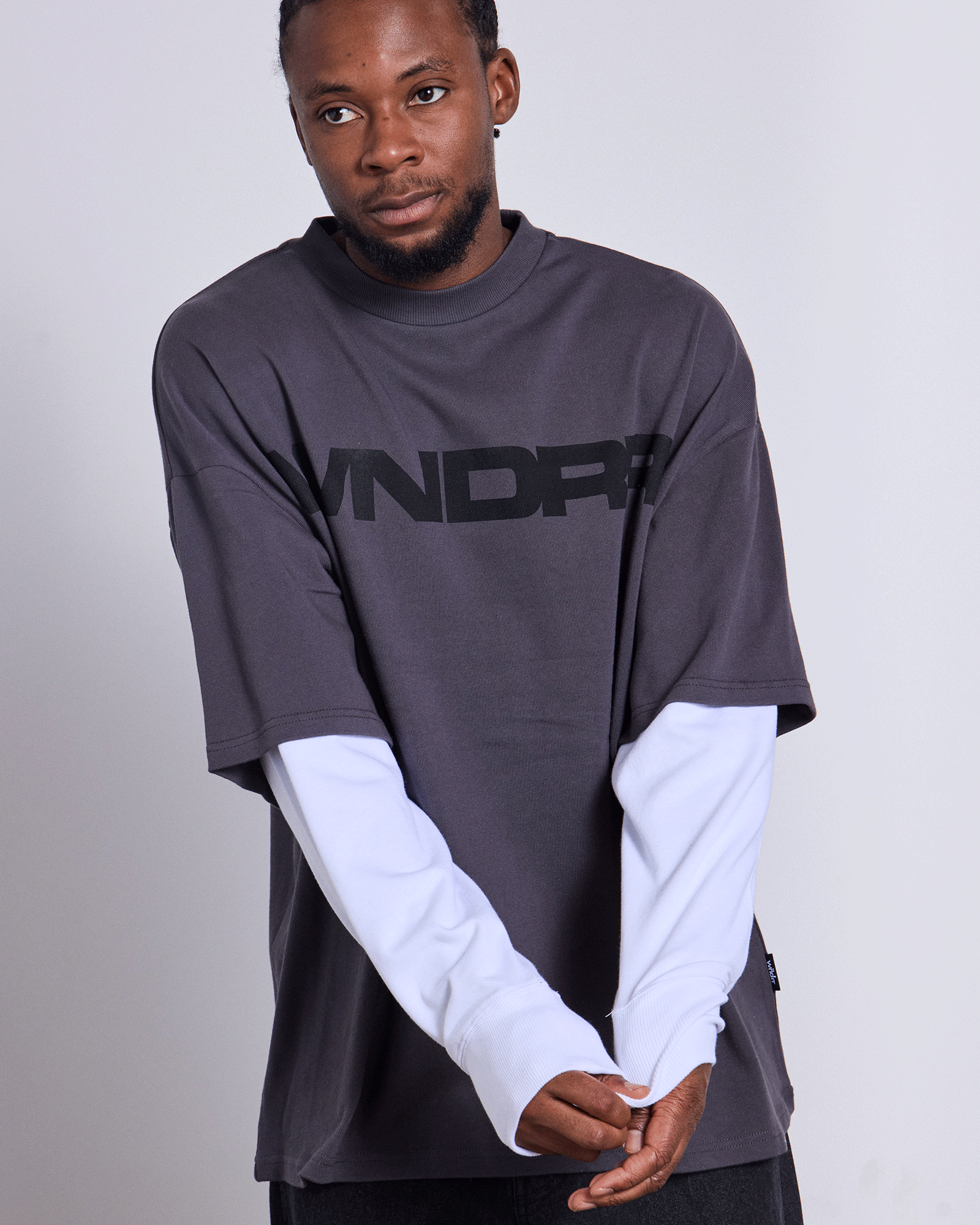 MOTIF LAYERED L/S TEE - CHARCOAL