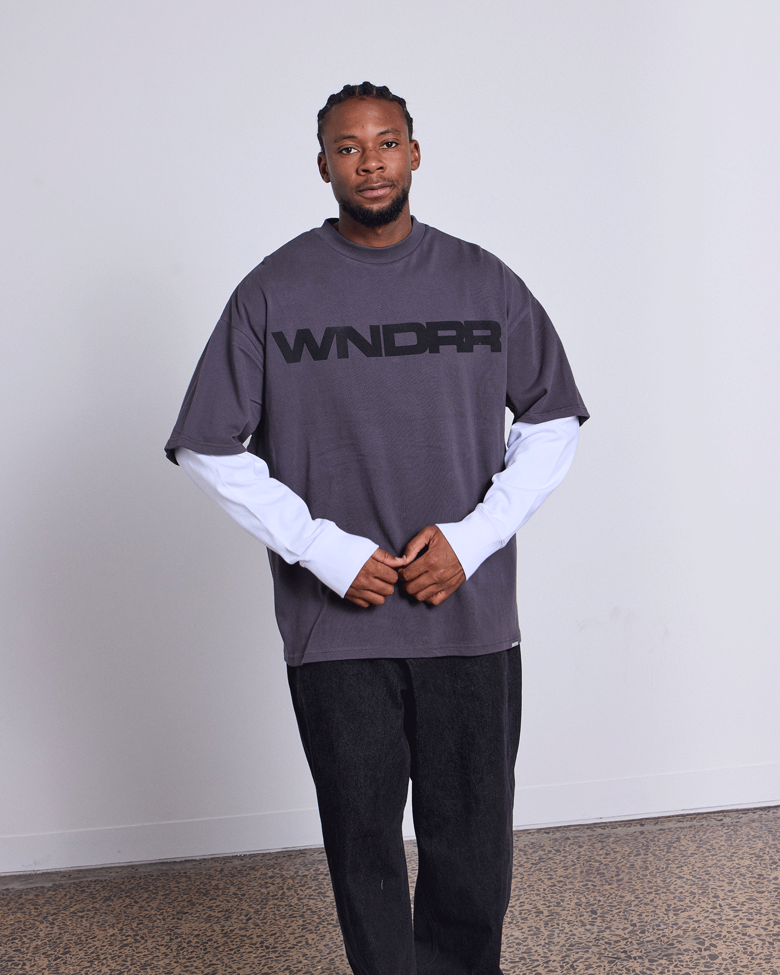 MOTIF LAYERED L/S TEE - CHARCOAL