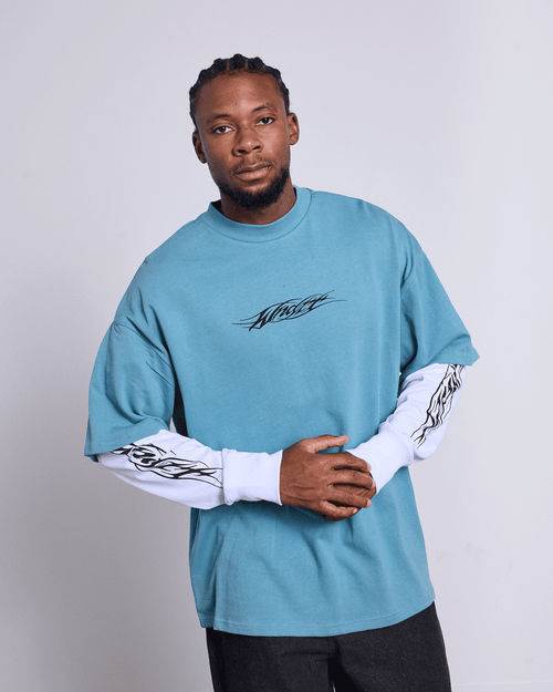REAPER LAYERED  L/S TEE - DUSK BLUE