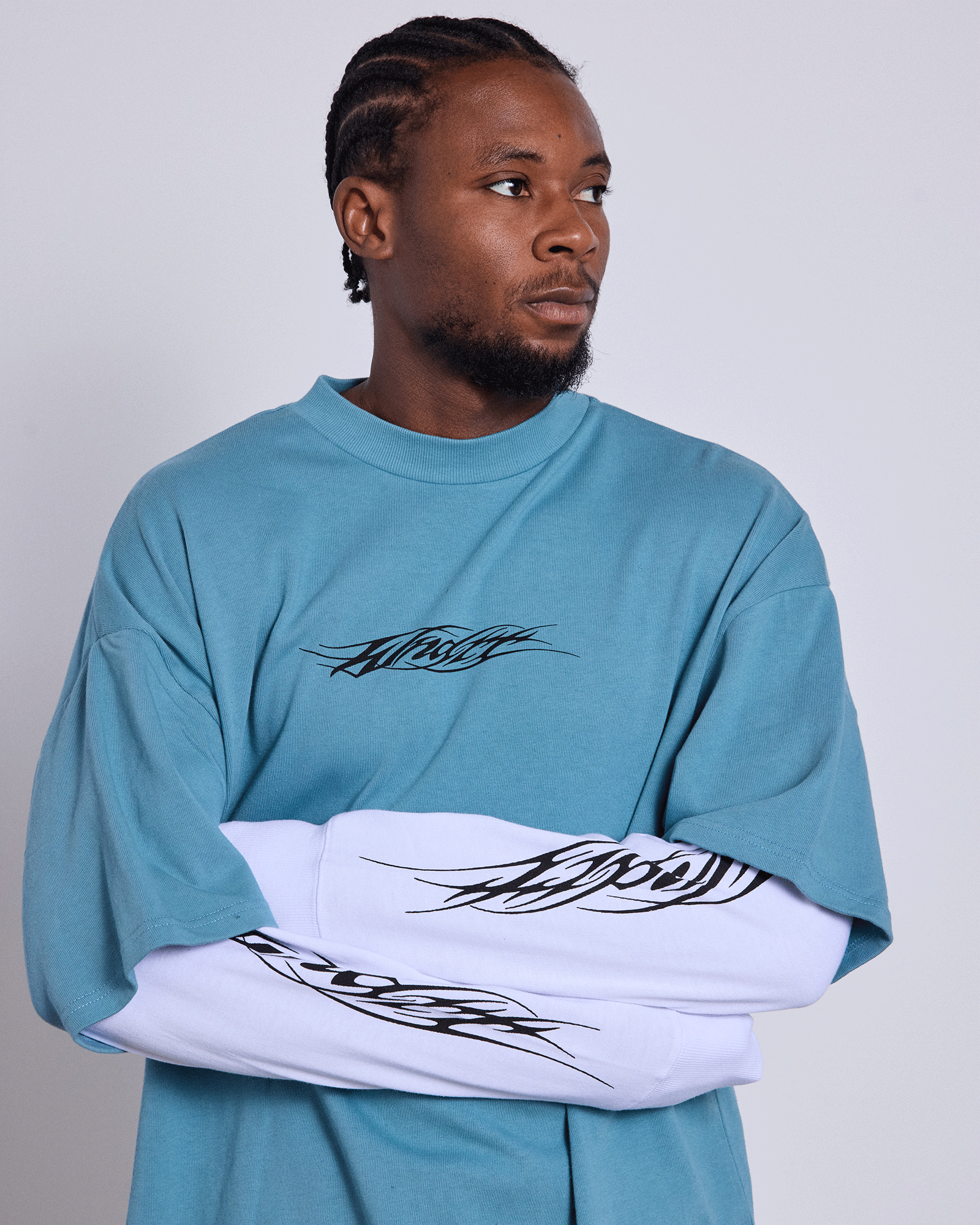 【ライトブルー】layered long set tee XLARGE（エクストラ ラージ） 全2色 ロンT Tシャツ XLARGE 91 LAYERD L