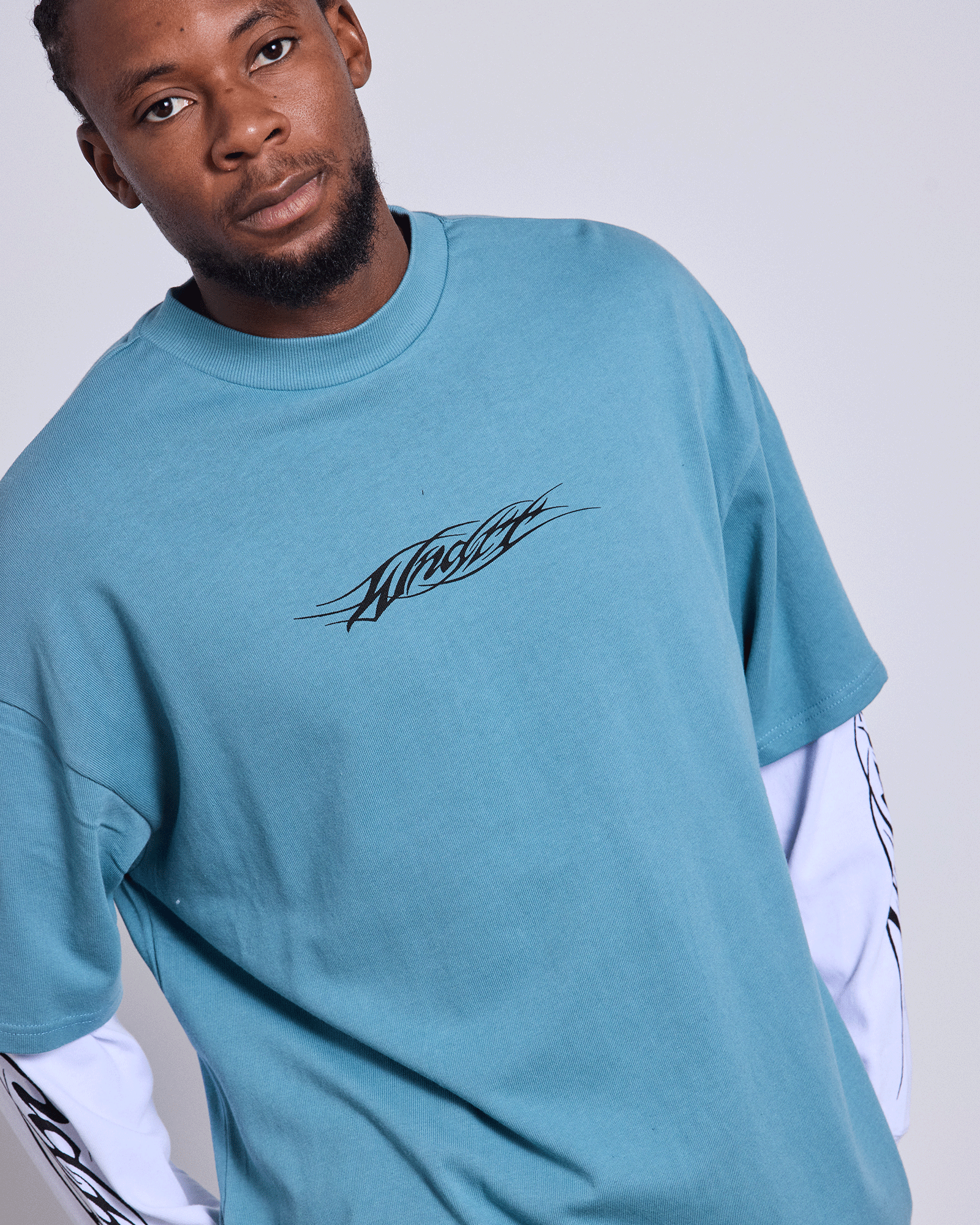 【ライトブルー】layered long set tee REAPER LAYERED L/S TEE - DUSK BLUE