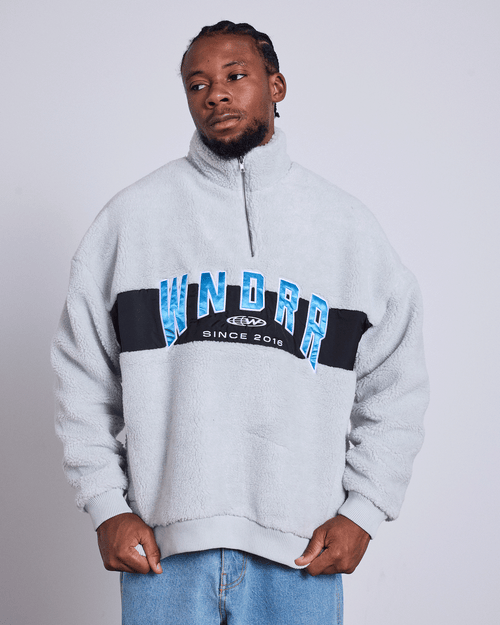 HASHI 1/4 ZIP SHERPA FLEECE - OYSTER