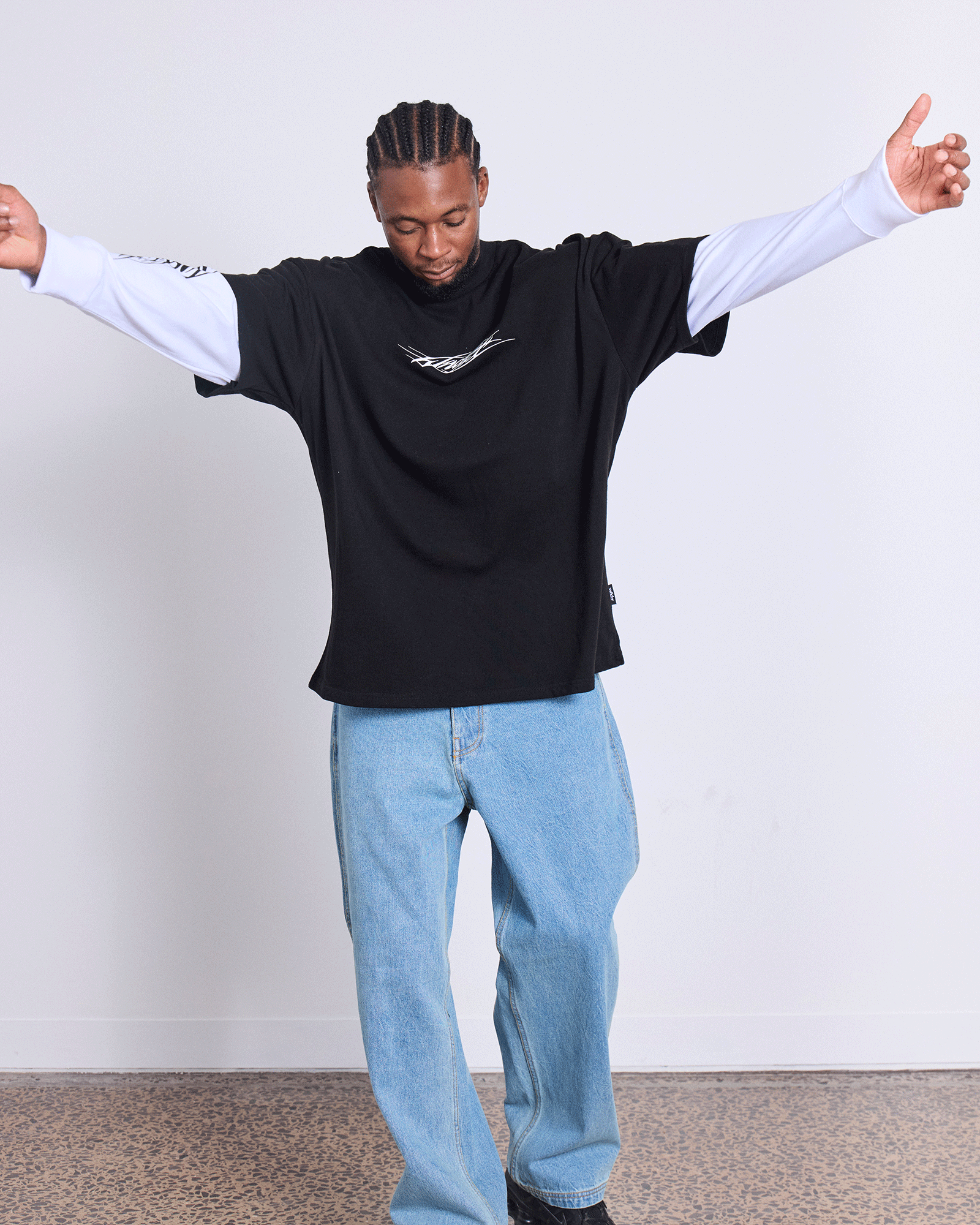 REAPER LAYERED  L/S TEE - BLACK