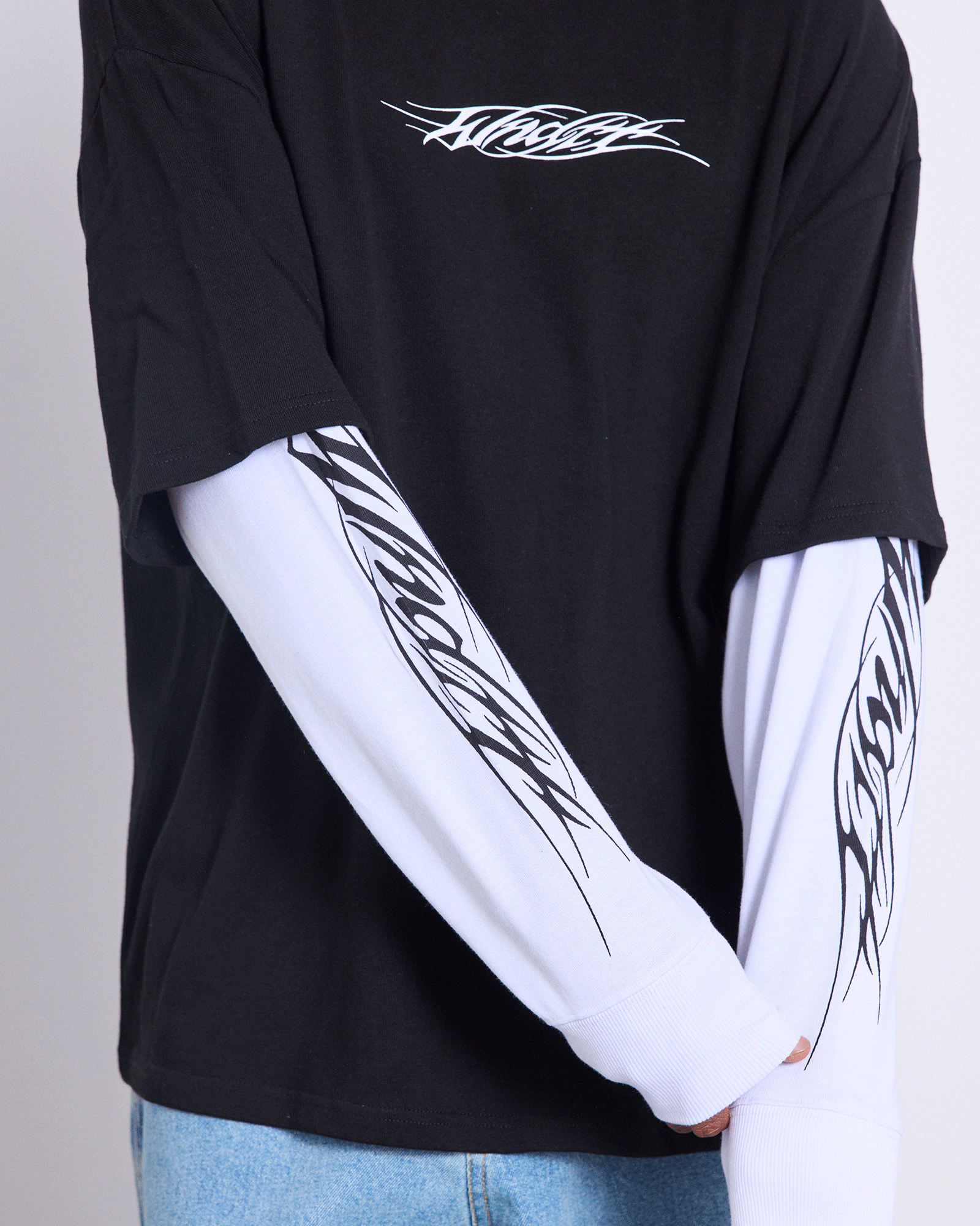 REAPER LAYERED  L/S TEE - BLACK