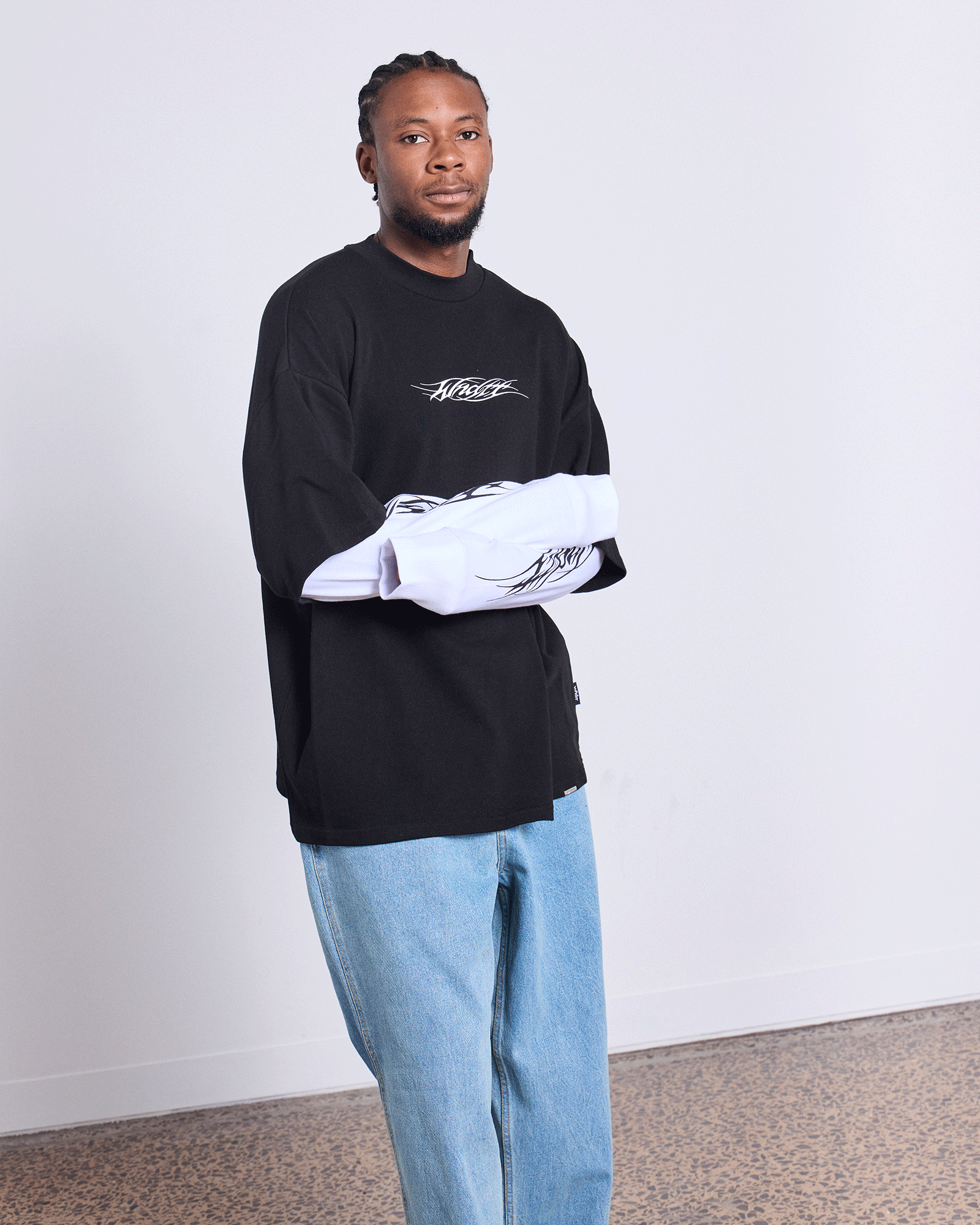 REAPER LAYERED  L/S TEE - BLACK