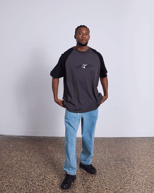 STXR RAGLAN BOX FIT TEE - GREY/BLACK