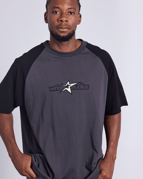 STXR RAGLAN BOX FIT TEE - GREY/BLACK