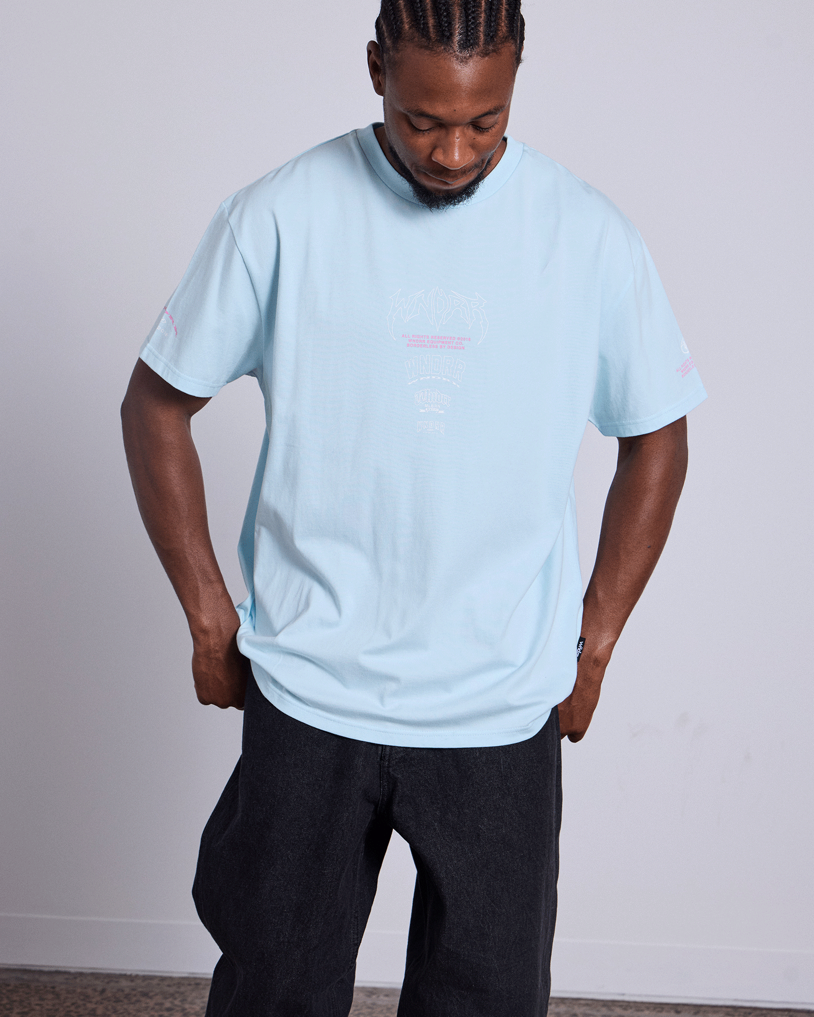 OVERPOWER BOX FIT TEE - BABY BLUE
