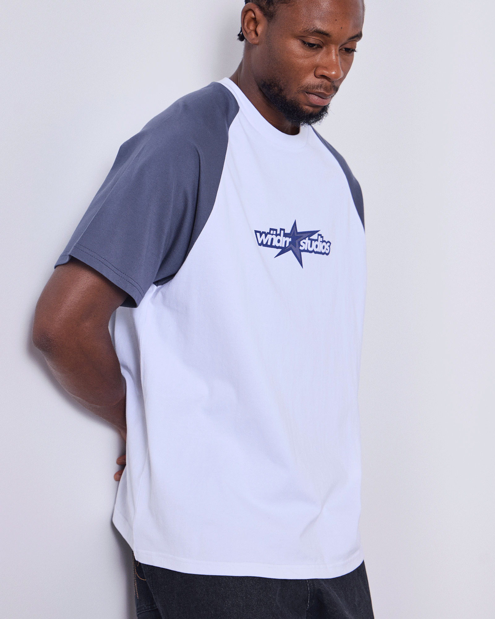STXR RAGLAN BOX FIT TEE - WHITE/BLUE