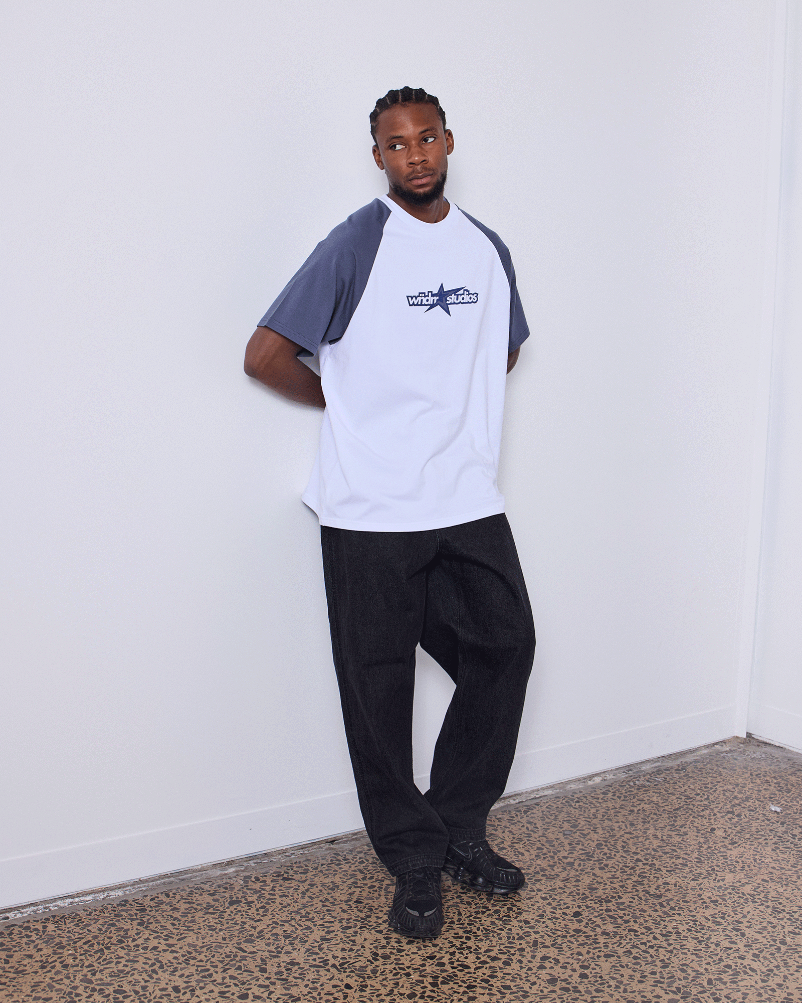 STXR RAGLAN BOX FIT TEE - WHITE/BLUE