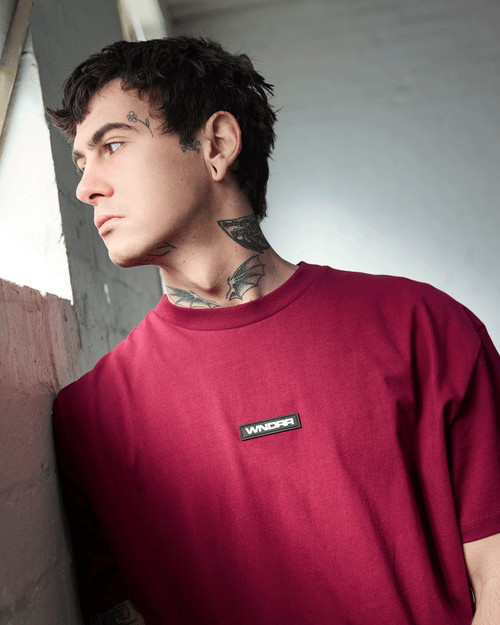 HEX BOX FIT TEE - BLOOD RED