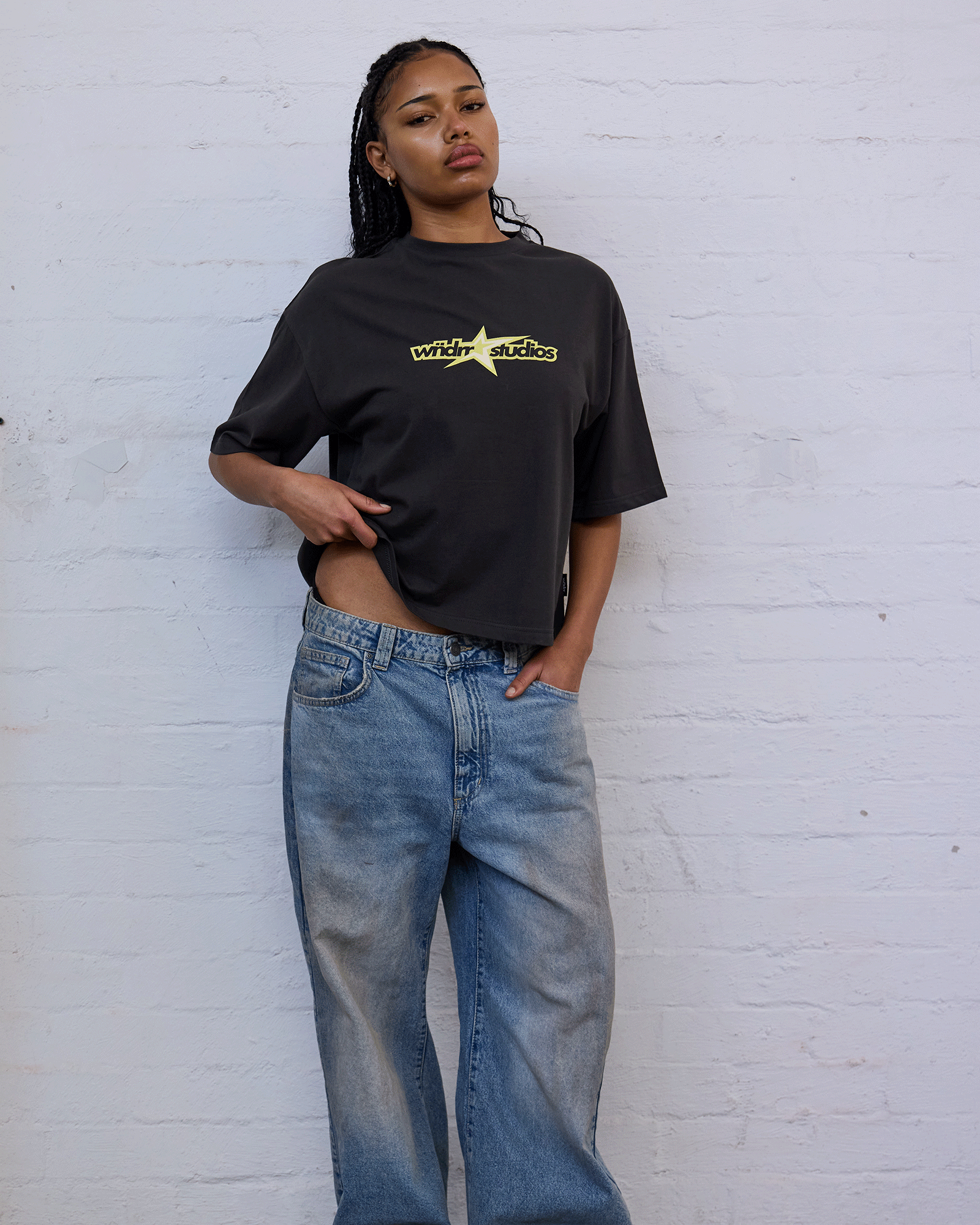 STXR CROPPED FIT TEE - FADED BLACK