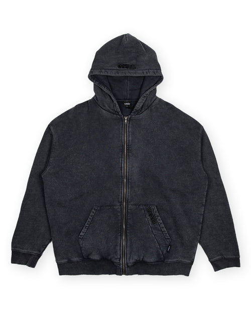 HALO ZIP HOOD SWEAT - WASHED BLACK