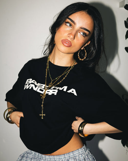 BABY CROPPED FIT TEE - BLACK