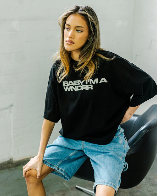 BABY CROPPED FIT TEE - BLACK