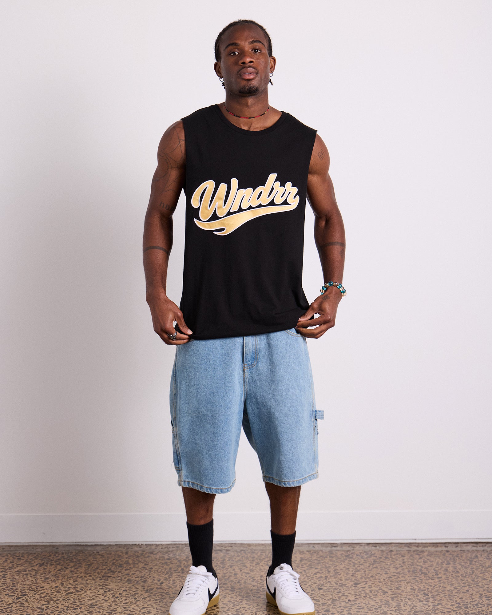 BRUSHBACK MUSCLE TOP - BLACK