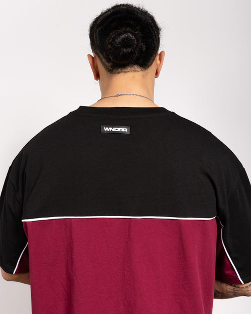 CHANNEL PANEL BOX FIT TEE - BLACK/RED