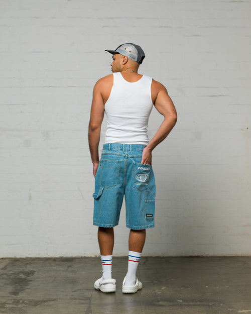 BOOSTER DENIM SHORT - WASHED BLUE